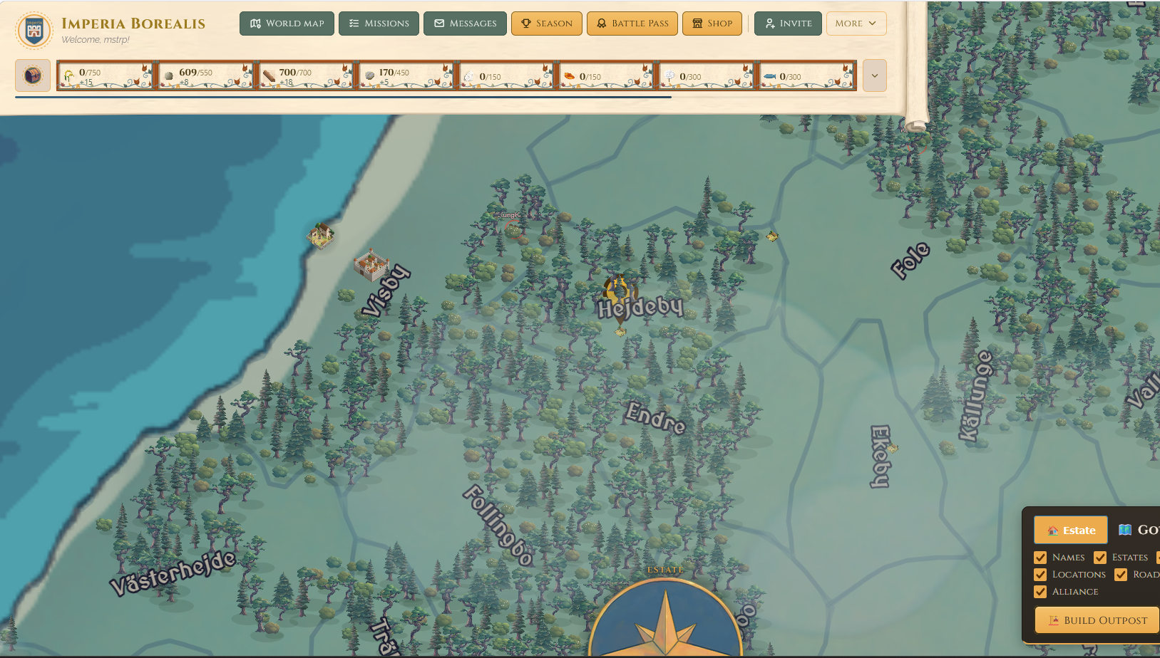 The world map of medieval Gotland with parishes, forests, roads and Visby